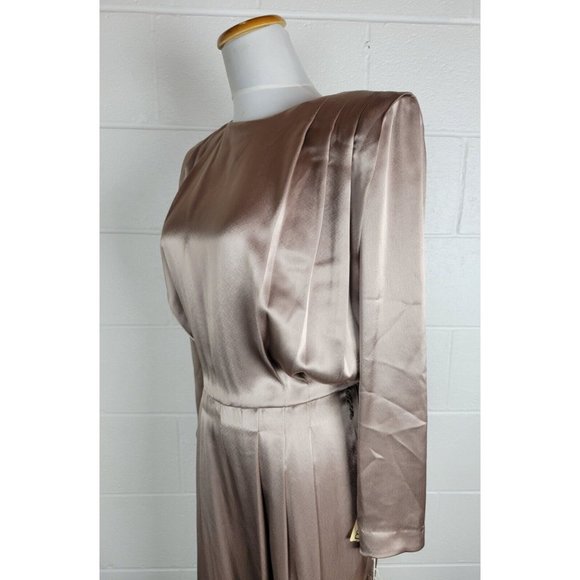 Vintage NWT Morgan Taylor Satin Champagne Taupe Open Back Jumpsuit Sz 8 - Picture 9 of 15